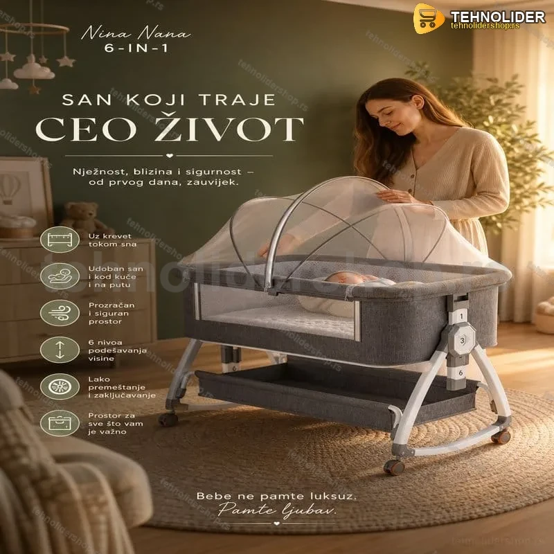Bebi kolevka 6u1 Nina Nana-Multifunkcionalni krevetac Bebi kolevka 6u1 Nina Nana-Multifunkcionalni krevetac