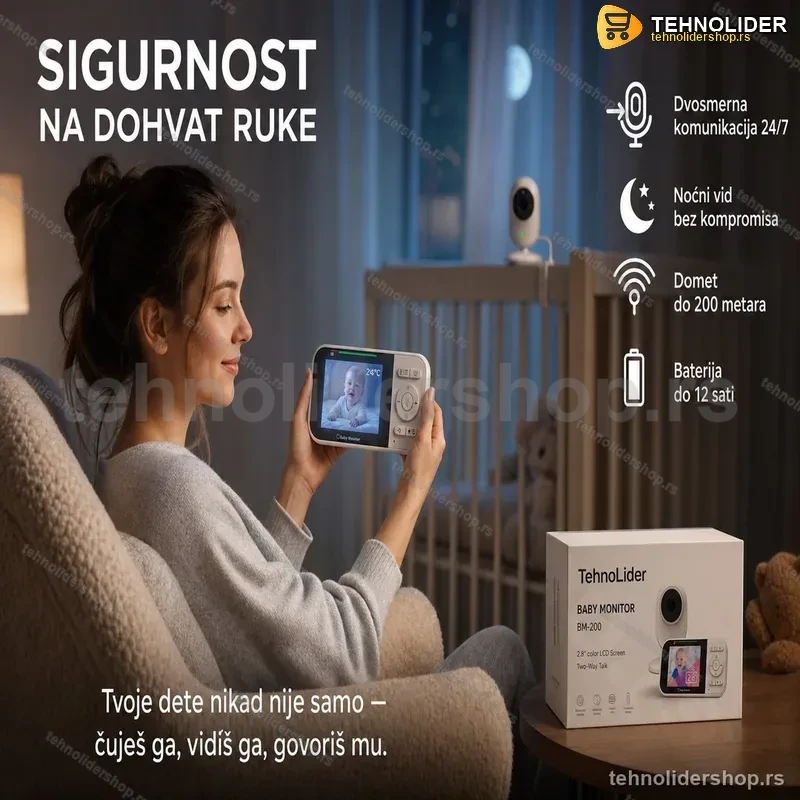 Bebi Monitor sa Kamerom, Termometrom i Dvosmерnom Komunikacijom Bebi Monitor sa Kamerom, Termometrom i Dvosmernom Komunikacijom