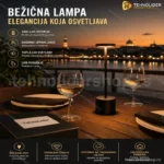 Bežična LED Stona Lampa sa Touch Kontrolom – Crna | Kafići, Bašte, Restorani