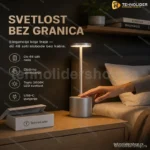 Bežična LED Stona Lampa sa Touch Kontrolom – Siva, 5000mAh
