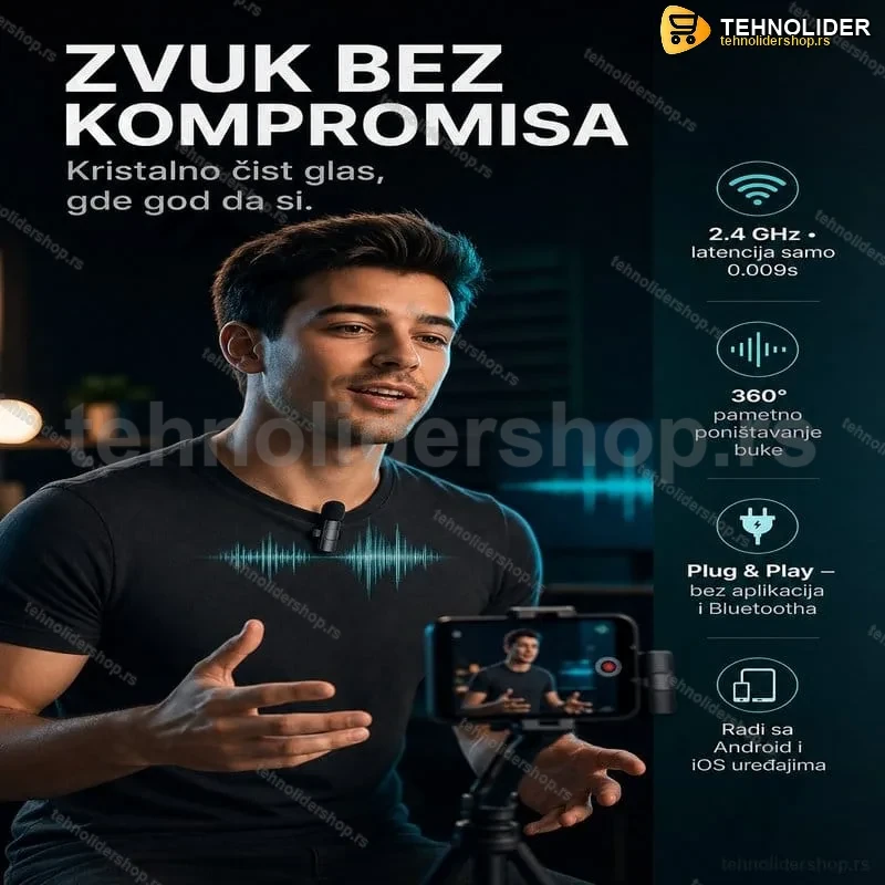 Bezicni mikrofon za telefon Android i IOS Bezicni mikrofon za telefon Android i IOS