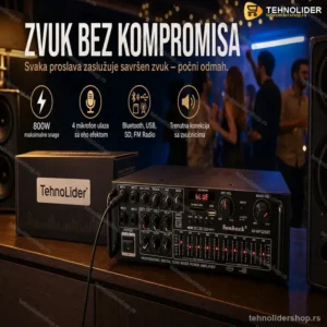 Bluetooth Pojačalo sa Mikrofonom AV-MP326BT – 800W, FM Radio, USB, SD