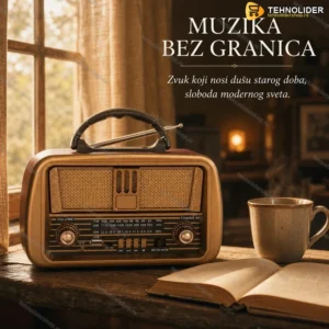 Bluetooth Retro Radio sa Punjivom Baterijom NS-8068BT — Stereo, AM/FM, USB, TF kartica
