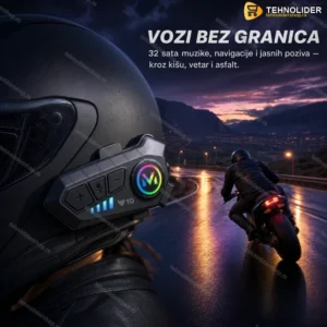 V10 Pro Intercom Bluetooth Slušalica za Kacigu — 32h Baterija, IPX6 Zaštita