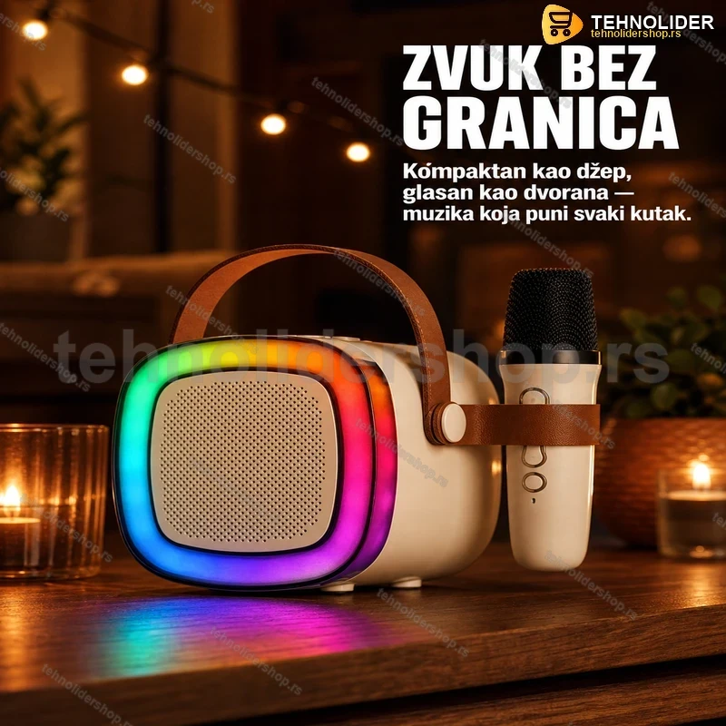 bluetooth-zvucnik-sa-mikrofonom-tehnolidershop Bluetooth zvučnik sa bežičnim mikrofonom — jak zvuk u kompaktnom kućištu