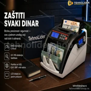 Brojač Novčanica sa Detektorom Falsifikata – UV i MG Zaštita, LCD