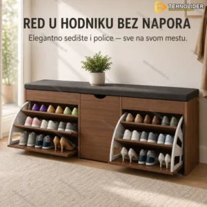Cipelarnik sa Sedištem i Policama – Ormar za Cipele za Hodnik i Predsoblje