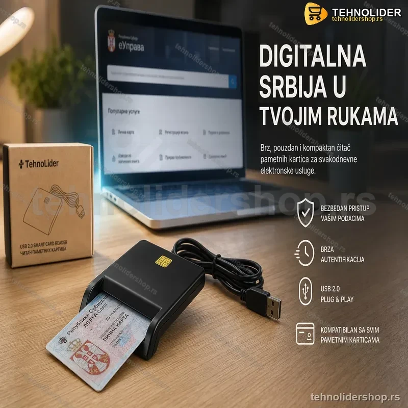 Čitač Smart Kartica USB 2.0 – Lična Karta, Zdravstvena Knjižica i Saobraćajna Dozvola Čitač Smart Kartica USB 2.0 – Lična Karta, Zdravstvena Knjižica i Saobraćajna Dozvola