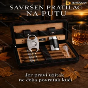 Cohiba kožni putni humidor za tompuše — crni