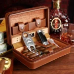 pribor za pušače — COHIBA putni kožni humidor za cigare — braon
