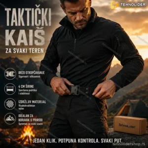 Crni Taktički Kaiš sa Metalnom Kopčom na Brzo Otpuštanje