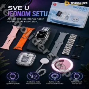 D97 PLUS „7 u 3 Set“ Pametni Sat + Bežične Slušalice + Selfie Svetlo