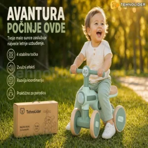 Dečija Guralica Bicikl sa 4 Točka i Zvučnim Efektima
