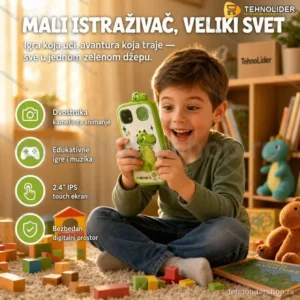 Dečiji DINO telefon u zelenoj boji – zabava, učenje i kreativni svet za mališane