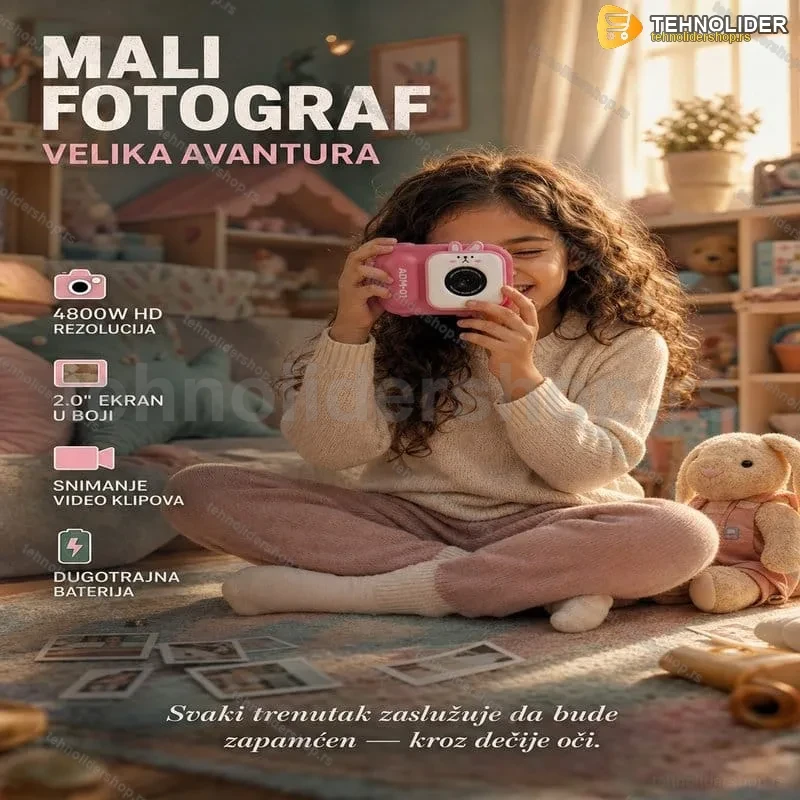 Dečiji Fotoaparat sa Mini Stativom — 48MP, Ekran 2,4 Inča Dečiji Fotoaparat sa Mini Stativom — 48MP, Ekran 2,4 Inča