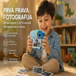 Dečiji fotoaparat sa štampačem slika — Plavi Dinosaurus (instant foto za decu 3-10 god.)
