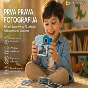 Dečiji fotoaparat sa štampačem slika — Plavi Dinosaurus (instant foto za decu 3-10 god.)