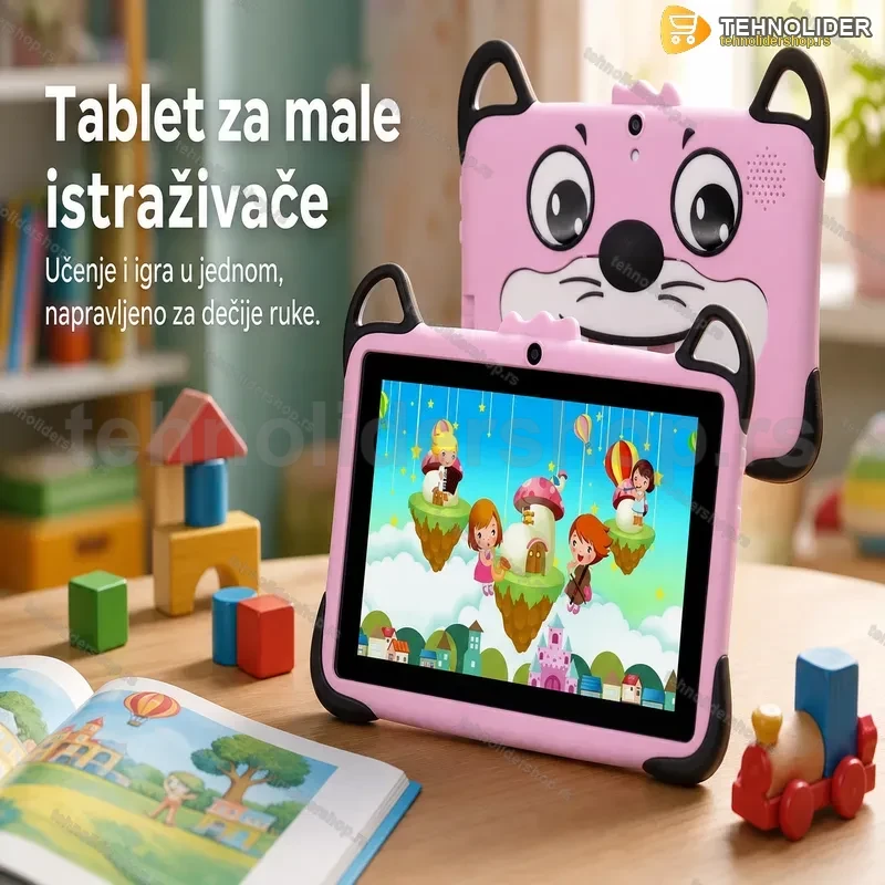 Dečiji tablet 7 inča sa roze gumenom zaštitnom maskom Dečiji tablet 7 inča sa roze gumenom zaštitnom maskom