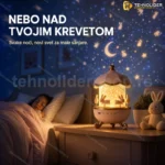 Noćni dečji projektor sa zečjim nebom — Rotirajuća LED projekcija, 6 motiva, 5 boja