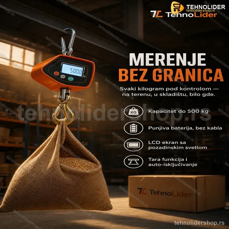 Digitalna Kran Vaga 500 kg – Punjiva Viseća Vaga za Teške Terete Digitalna Kran Vaga 500 kg – Punjiva Viseća Vaga za Teške Terete