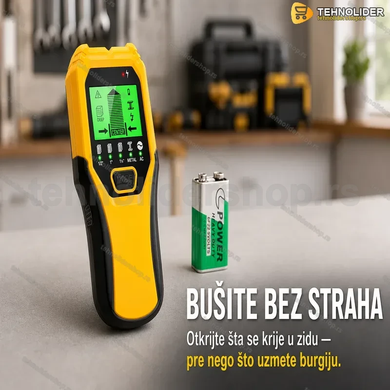 Digitalni Detektor Instalacija i Greda 5u1 – Otkriva Kablove, Metal i Drvo do 60mm Digitalni Detektor Instalacija i Greda 5u1 – Otkriva Kablove, Metal i Drvo do 60mm
