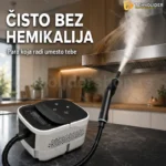 Digitalni paročistač sa 6 brzina i 8 četki — 1500W, para do 105°C