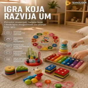Set od 6 Drvenih Edukativnih Igračaka za Decu