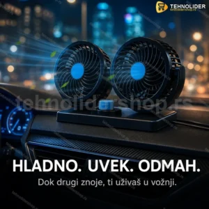 Dupli ventilator za auto 12V HX-T303 — Efikasno hlađenje u vožnji