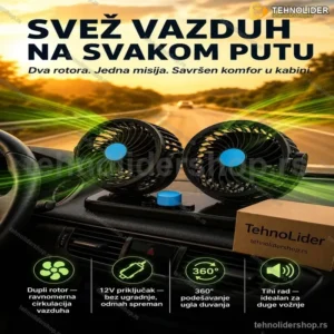 Dupli Ventilator za Auto i Kombi 12V — Efikasno Hlađenje Kabine