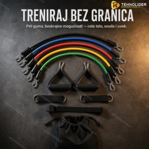 Elastične Trake za Vežbanje – Set od 5 Guma sa Priborom (88 kg)