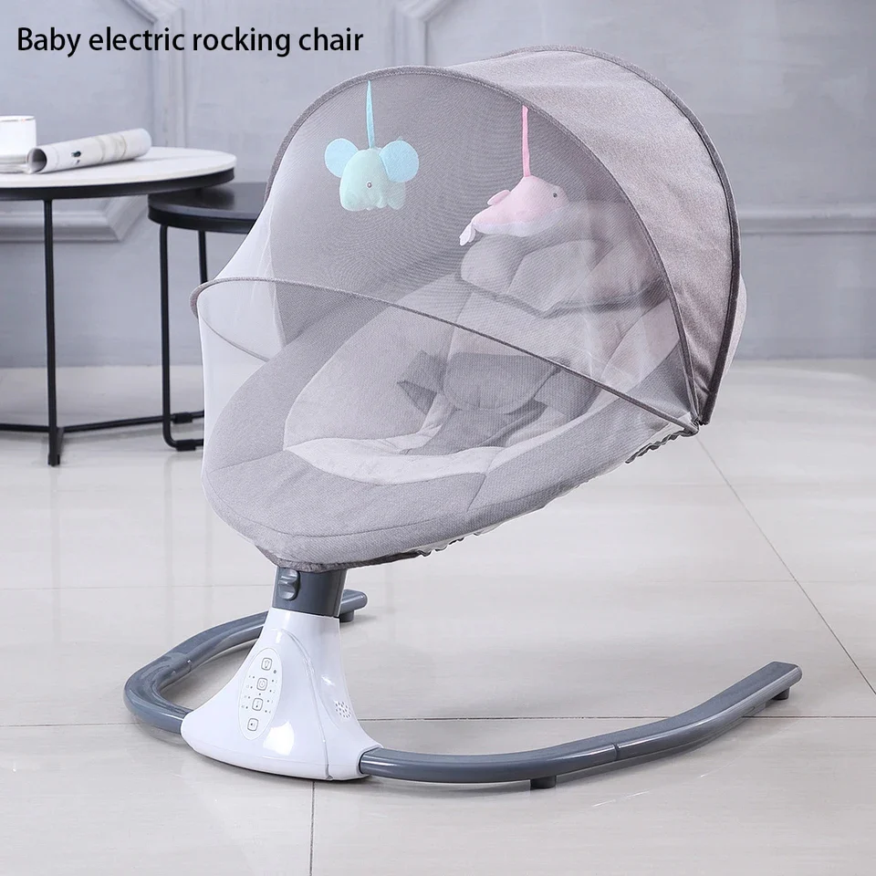 Električna njihalica za bebe sa Bluetooth vezom — siva električna njihalica - prednja strana