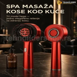 Električni češalj za masažu temena sa svetlosnom terapijom i vibracijom + ulje za kosu