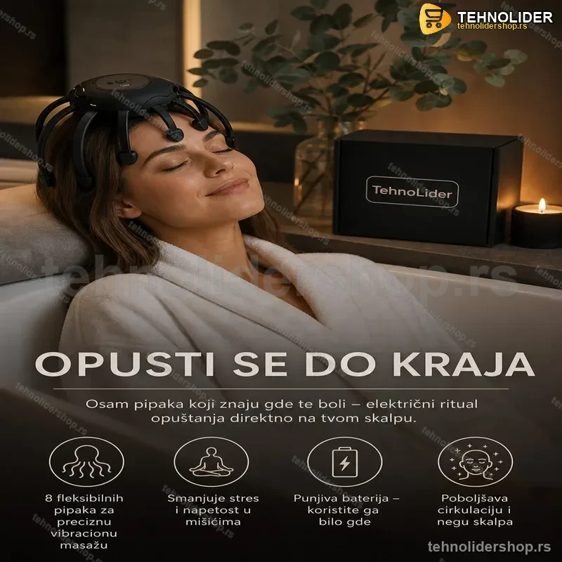 Električni Masažer za Glavu Octopus – 8 Fleksibilnih Pipaka za Opuštanje Električni Masažer za Glavu Octopus – 8 Fleksibilnih Pipaka za Opuštanje