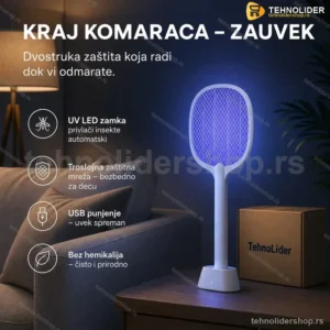 Električni Reket za Komarce sa LED Zamkom – Efikasna Zaštita od Insekata