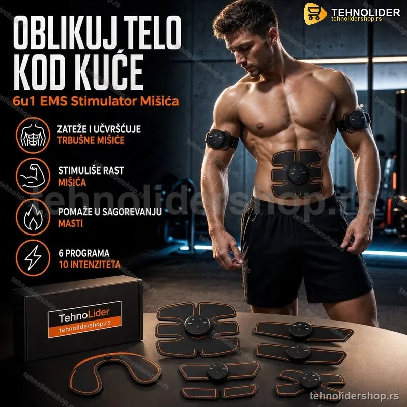 EMS Stimulator Mišića 6u1 – Smart Fitnes Uređaj za Oblikovanje Tela EMS Stimulator Mišića 6u1 – Smart Fitnes Uređaj za Oblikovanje Tela