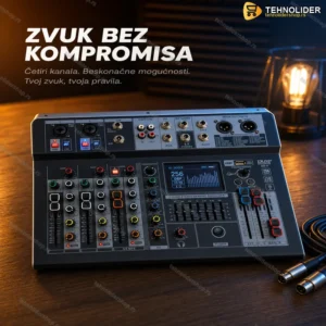 EQ-4 Audio Mikseta 4-kanalna sa Bluetooth, DSP i 48V Phantom