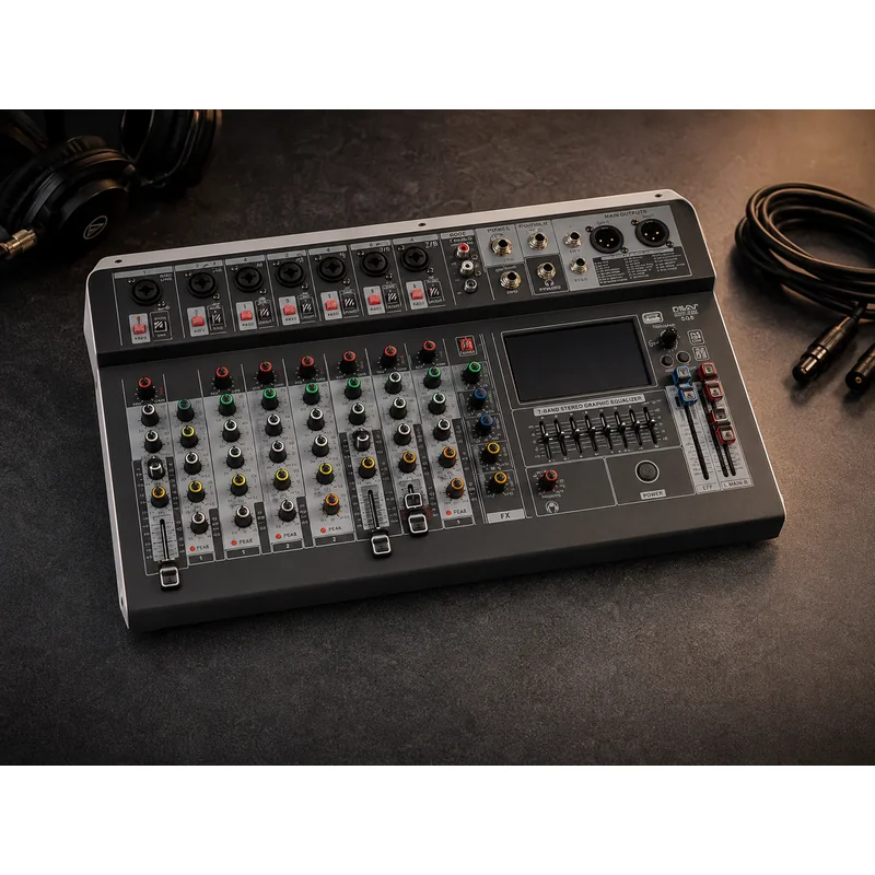 EQ-8 Audio Mikseta 8 Kanala sa Bluetooth i DSP Efektima audio mikseta - prednja strana