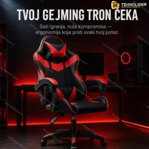 Ergonomska stolica za gejmere crveno-bela
