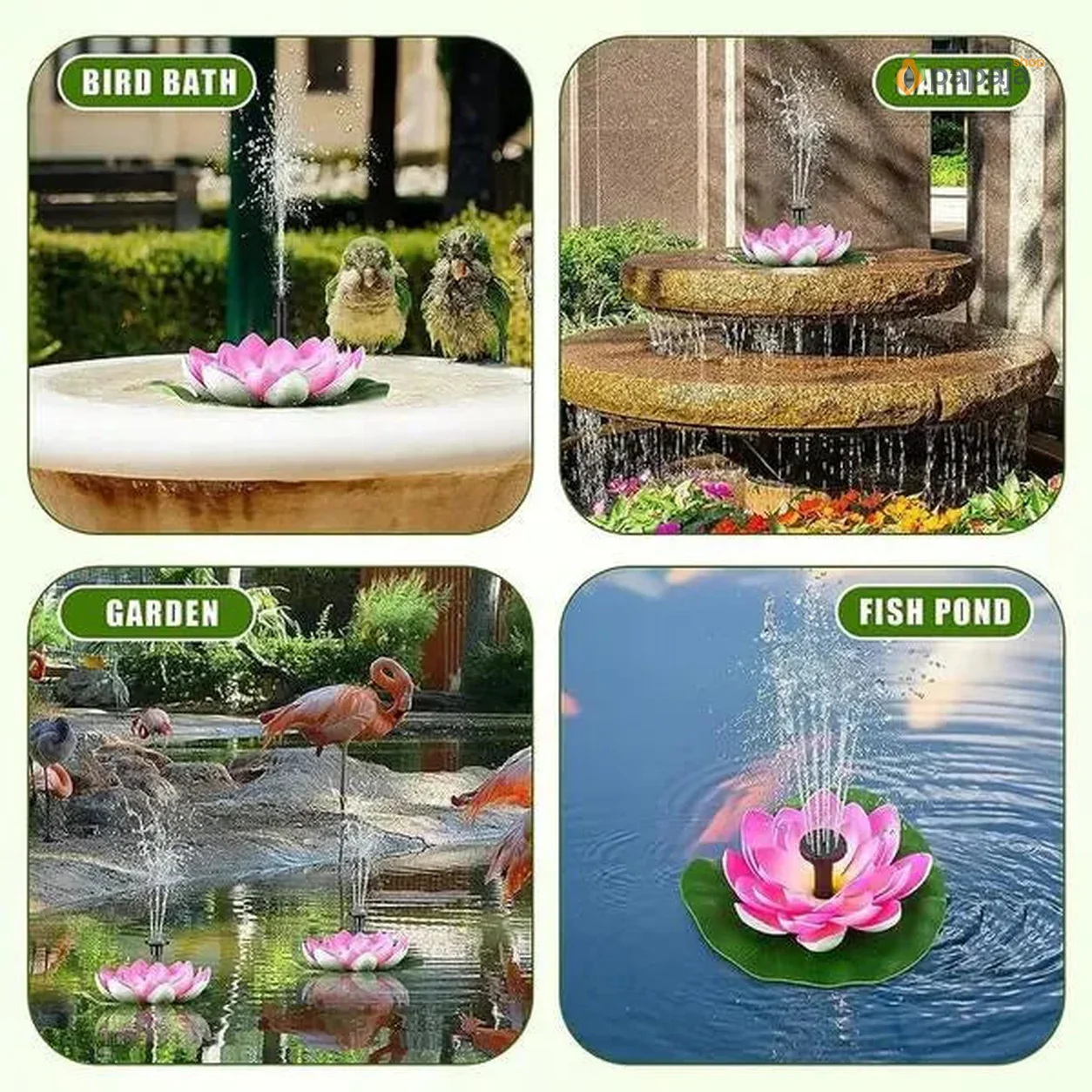Fontana sa solarnim napajanjem u obliku lotosa solarna fontana - detalji