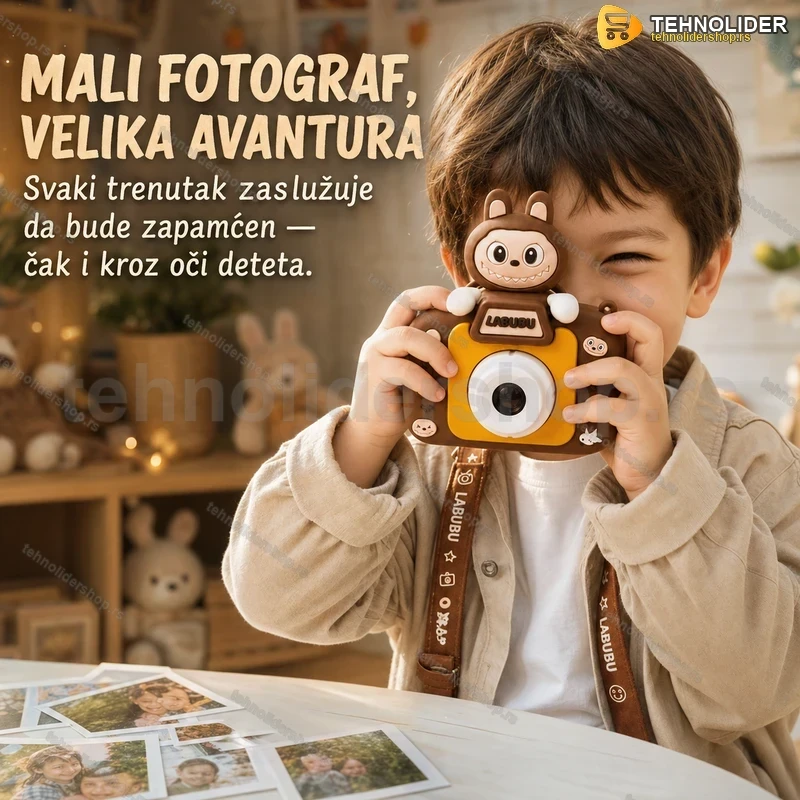 fotoaparat-za-decu-labubu-tehnolidershop Fotoaparat za decu Labubu braon sa gumenom zaštitnom maskom