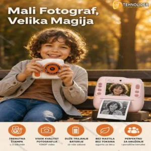 Fotoaparat za decu sa štampačem slika X320 — Instant Print, 1080P, 16x Zoom