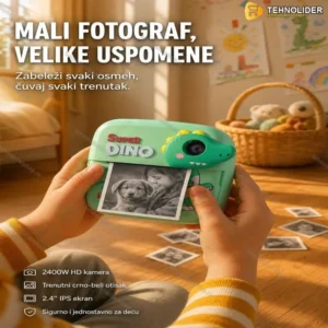 Fotoaparat za decu sa štampačem - Dinosaurus dizajn, 50MP, HD snimanje