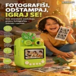Fotoaparat za decu sa štampačem — Zeleni Krokodil sa instant štampom i 5 igrica