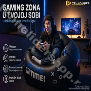 Gaming Fotelja na Naduvavanje za Decu i Tinejdžere sa Držačem za Čašu