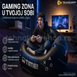 Gaming Fotelja na Naduvavanje za Decu i Tinejdžere sa Držačem za Čašu