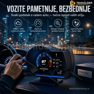 Head Up Displej za auto OBD2+GPS sa alarmom za prekoračenje brzine P6