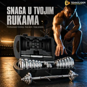 Hromirani Tegovi Bučice 20 kg Set sa Šipkom za Spajanje