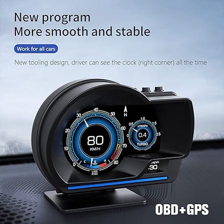 HUD displej za auto OBD2 i GPS sa alarmom brzine P6 HUD displej - prednja strana