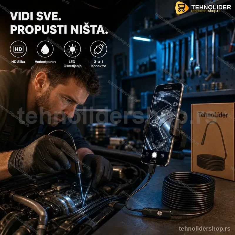 Industrijska Endoskopska Kamera HD – Inspekcija Cevi i Motora Industrijska Endoskopska Kamera HD – Inspekcija Cevi i Motora