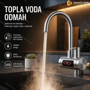 Slavina sa grejačem X320 INOX – Trenutno topla voda na sudoperi